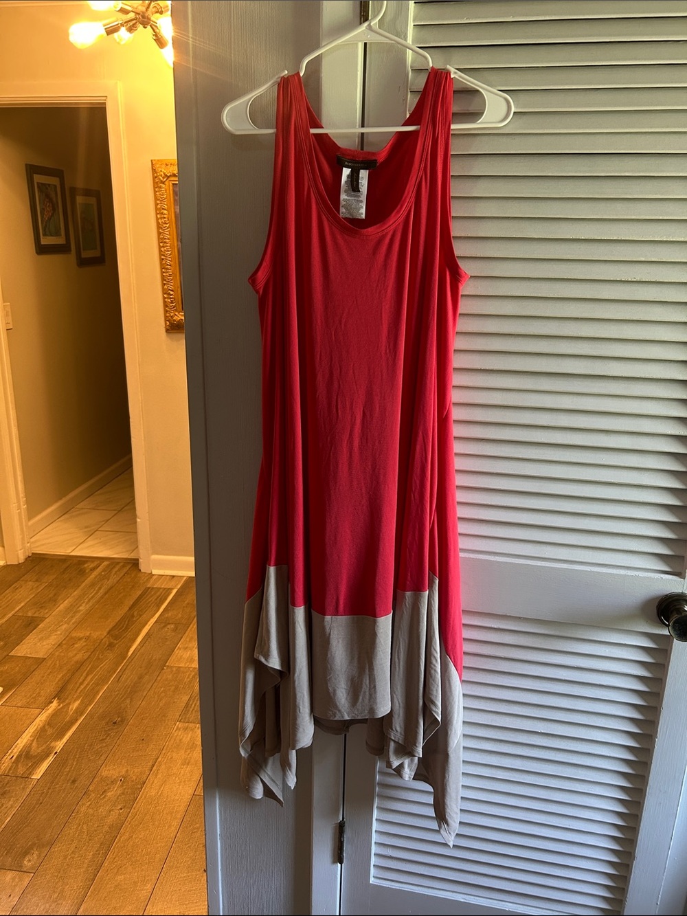 Flowy Colorblock Tank Dress in Coral and Taupe Made By BCBG Maxazria